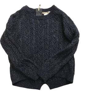 Max Studio Cable Knit Sweater Hi-Low Crew Neck Long Sleeve Navy Girls Size S 7-8